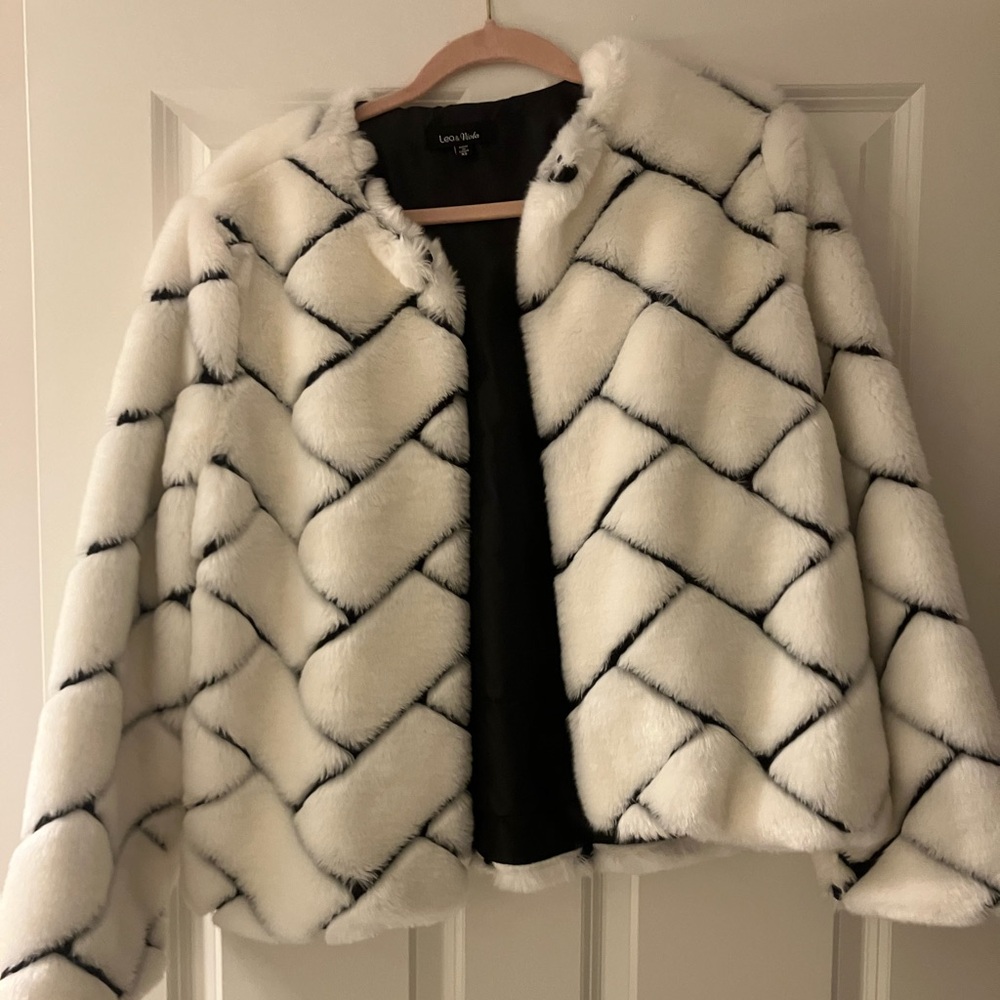 Faux Fur Black and White Jacket XS